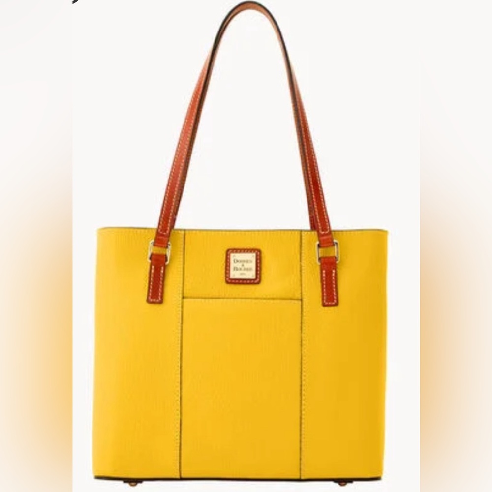 Dooney & Bourke Pebble Grain Small Lexington Pebbled Leather Mustard Tote Bag